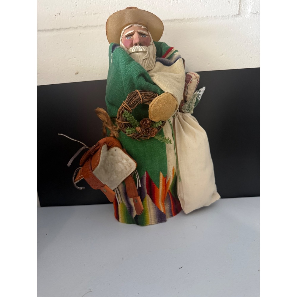 Vintage 1990 Pam & Terry Montandon Hand Carved Southwestern Cowboy Santa Figure